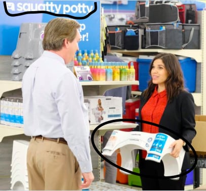 superstore show cast showing squatty potty